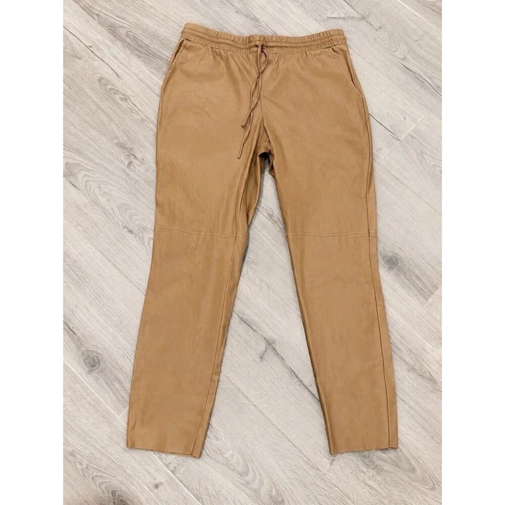 Cato Women’s Tan Faux Leather Pull-On Pants Size Medium